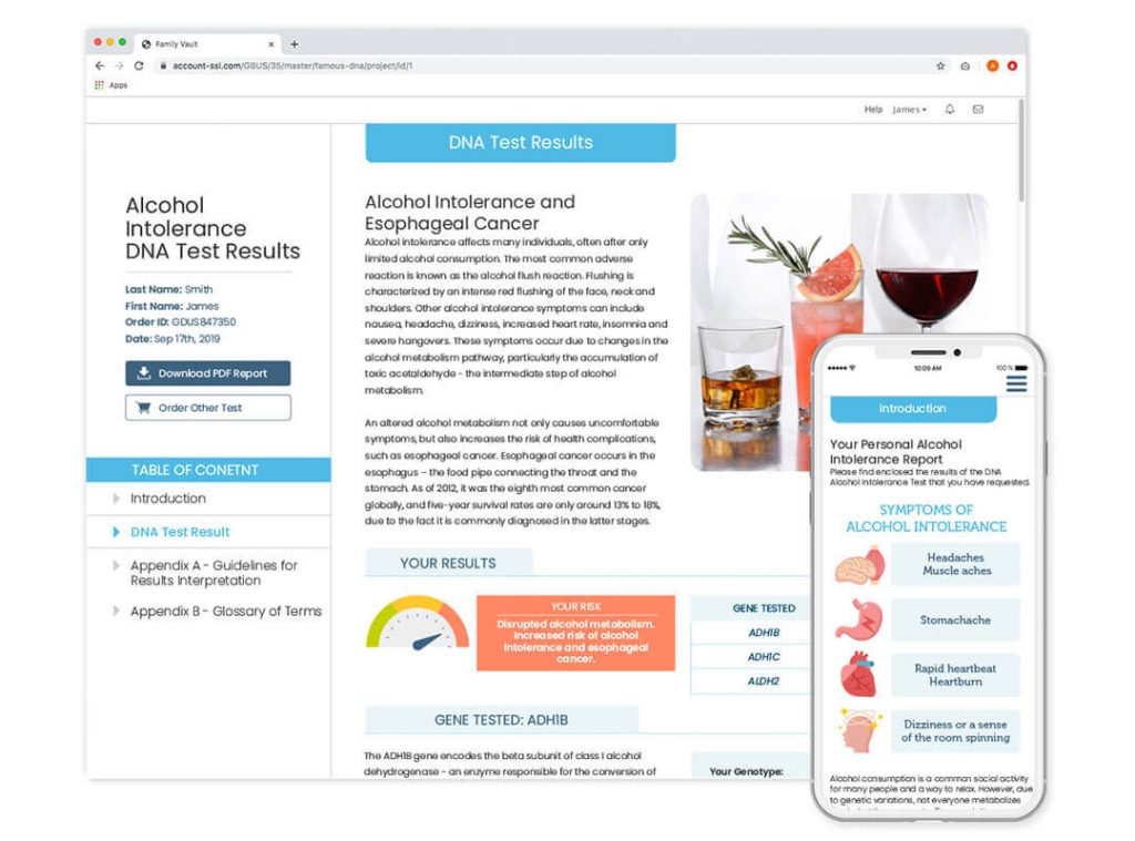 DNA Alcohol Intolerance Genebase